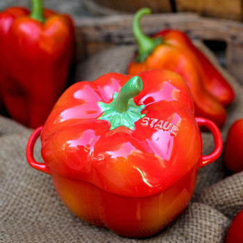 STAUB | CERAMIQUE - Cocotte - Kształt Papryka - Ø 110mm - Ceramika - Pomarańczowo-czerwony - Prime Gastro