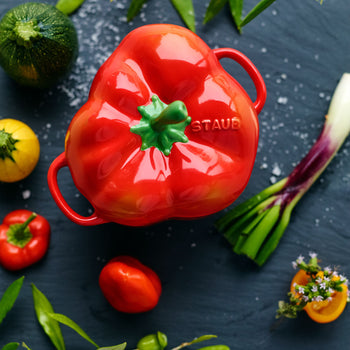 STAUB | CERAMIQUE - Cocotte - Kształt Papryka - Ø 110mm - Ceramika - Pomarańczowo-czerwony - Prime Gastro