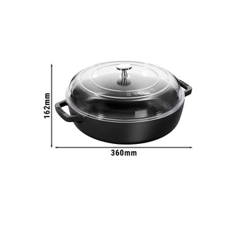 STAUB | BRAISERS - Brytfanna ze szklaną pokrywą - 280mm - Żeliwo - Czarny - Prime Gastro