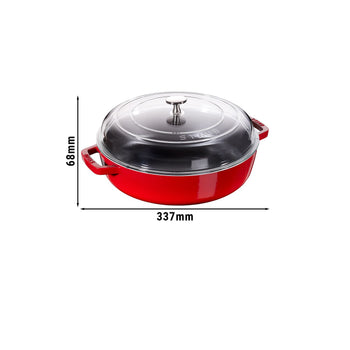 STAUB | BRAISERS - Brytfanna ze szklaną pokrywą - 240mm - Żeliwo - Wiśniowa czerwień - Prime Gastro
