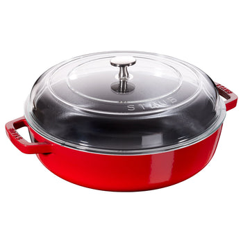 STAUB | BRAISERS - Brytfanna ze szklaną pokrywą - 240mm - Żeliwo - Wiśniowa czerwień - Prime Gastro