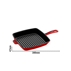 STAUB | PATELNIE GRILLOWE - American Grill - 260x260mm - Żeliwo - Wiśniowa czerwień