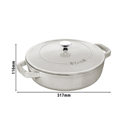 STAUB | BRAISERS - Brytfanna z Chistera Drop - Structure - Ø 240mm - Żeliwna - Biała trufla