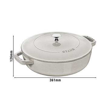 STAUB | BRAISERS - Brytfanna z Chistera Drop-Structure - Ø 280mm - Żeliwna - Biała trufla - Prime Gastro