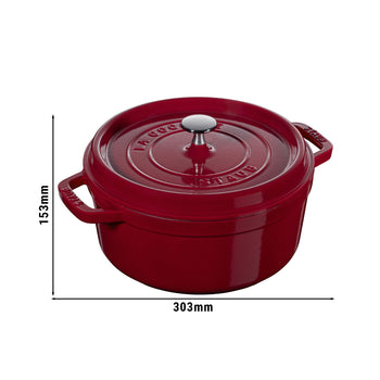 STAUB | LA COCOTTE - Cocotte - Ø 240mm - Żeliwo - Bordowy - Prime Gastro