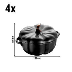 STAUB | CERAMIQUE - Zestaw Cocotte - 4 - częściowy - Kształt dyni - Ø 150 mm - Ceramiczne - Czarne