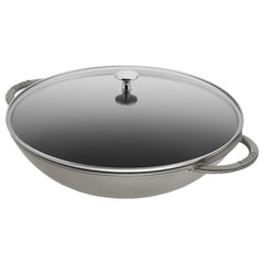 STAUB | SPECIALITIES - Wok ze szklaną pokrywą - Ø 370mm - Żeliwo - Grafitowy szary