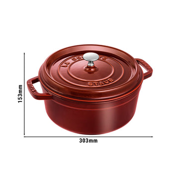 STAUB | LA COCOTTE - Cocotte - Ø 240mm - Żeliwo - Grenadynowa czerwona - Prime Gastro