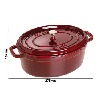 STAUB | LA COCOTTE - Cocotte - owalna - 310mm - Żeliwo - Grenadynowa czerwona - Prime Gastro