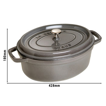 STAUB | LA COCOTTE - Cocotte - owalna - 370mm - Żeliwo - Grafitowy szary - Prime Gastro