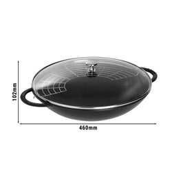 STAUB | SPECIALITIES - Wok ze szklaną pokrywą - Ø 370mm - Żeliwo - Czarny