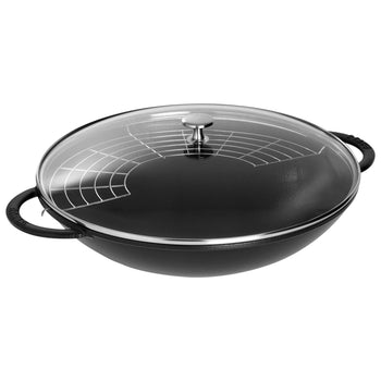 STAUB | SPECIALITIES - Wok ze szklaną pokrywą - Ø 370mm - Żeliwo - Czarny - Prime Gastro