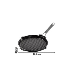 STAUB | PATELNIE GRILLOWE - Patelnia grillowa z wylewką - Ø 280mm - Żeliwo - Czarny