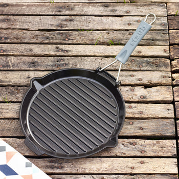 STAUB | PATELNIE GRILLOWE - Patelnia grillowa z wylewką - Ø 280mm - Żeliwo - Czarny - Prime Gastro