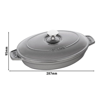 STAUB | SPECIALITIES - Forma do zapiekania z pokrywką - owalna - 230mm - żeliwna - grafitowo-szare - Prime Gastro
