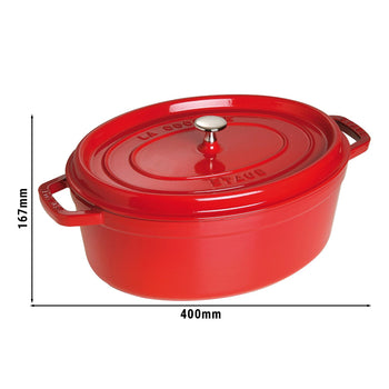 STAUB | LA COCOTTE - Cocotte - owalna - 330mm - żeliwo - wiśniowa czerwona - Prime Gastro