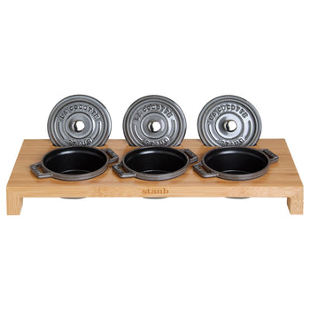 STAUB | SPECIALITIES - Taca do serwowania na 3 mini Cocette - 420x160mm - Bambus - Prime Gastro