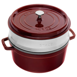 STAUB | LA COCOTTE - Cocotte z wkładką do gotowania na parze - Ø 260mm - Żeliwo - Grenadynowa czerwień