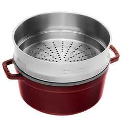 STAUB | LA COCOTTE - Cocotte z wkładką do gotowania na parze - Ø 260mm - Żeliwo - Grenadynowa czerwień