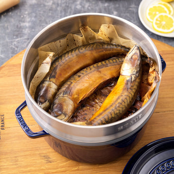 STAUB | LA COCOTTE - Cocotte z wkładem do gotowania na parze - Ø 260 mm - Żeliwo - Ciemnoniebieski - Prime Gastro