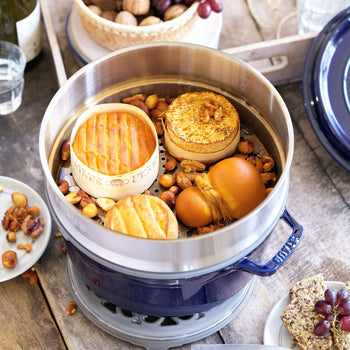 STAUB | LA COCOTTE - Cocotte z wkładem do gotowania na parze - Ø 260 mm - Żeliwo - Ciemnoniebieski - Prime Gastro