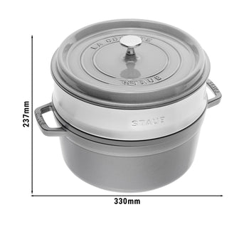 STAUB | LA COCOTTE - Cocotte z wkładem do gotowania na parze - Ø 260 mm - Żeliwo - Grafitowy szary - Prime Gastro