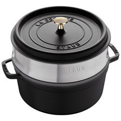 STAUB | LA COCOTTE - Cocotte z wkładem do gotowania na parze - Ø 260 mm - Żeliwo - Czarny