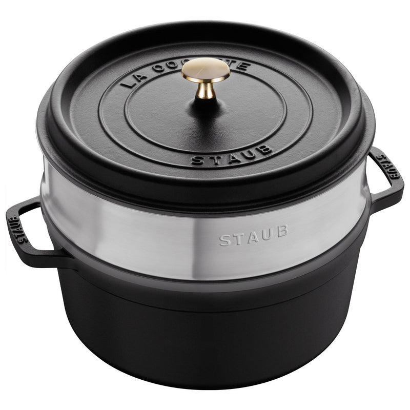 STAUB | LA COCOTTE - Cocotte z wkładem do gotowania na parze - Ø 240 mm - Żeliwo - Czarny