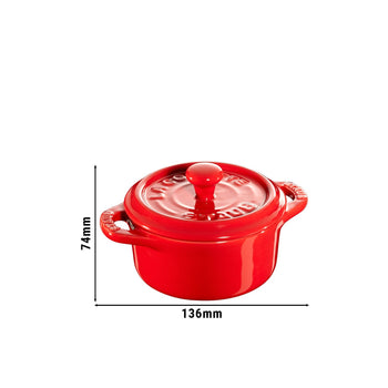 STAUB | CERAMIQUE - Mini Cocotte - Ø 100 mm - okrągła - ceramiczna - kolor wiśniowo-czerwony - Prime Gastro