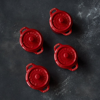 STAUB | CERAMIQUE - Zestaw Cocotte - 4 części - Ø 100 mm - Ceramika - Wiśniowy czerwony kolor - Prime Gastro