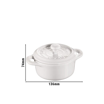 STAUB | CERAMIQUE - Mini Cocotte - Ø 100mm - okrągła - ceramiczna - czysta biel - Prime Gastro