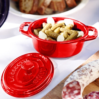STAUB | CERAMIQUE - Mini Cocotte - Ø 100mm - owalny - ceramiczny - wiśniowa czerwona - Prime Gastro