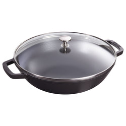 STAUB | SPECIALITIES - Wok ze szklaną pokrywą - Ø 300mm - Żeliwo - Czarny
