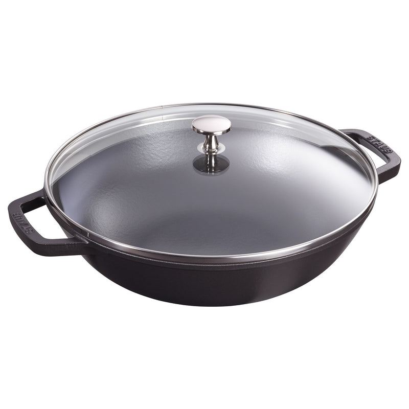 STAUB | SPECIALITIES - Wok ze szklaną pokrywą - Ø 300mm - Żeliwo - Czarny