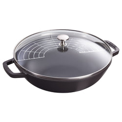 STAUB | SPECIALITIES - Wok ze szklaną pokrywą - Ø 300mm - Żeliwo - Czarny