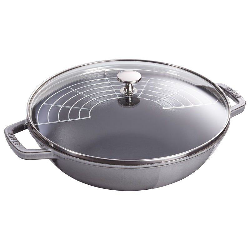 STAUB | SPECIALITIES - Wok ze szklaną pokrywą - Ø 300mm - Żeliwo - Grafitowy szary