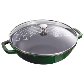 STAUB | SPECIALITIES - Wok ze szklaną pokrywą - Ø 300mm - Żeliwo - Bazyliowa zieleń - Prime Gastro
