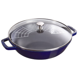 STAUB | SPECIALITIES - Wok ze szklaną pokrywą - Ø 300mm - Żeliwo - Ciemnoniebieski