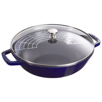 STAUB | SPECIALITIES - Wok ze szklaną pokrywą - Ø 300mm - Żeliwo - Ciemnoniebieski - Prime Gastro