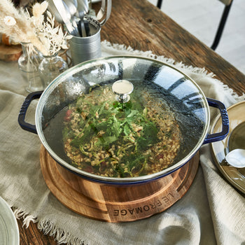 STAUB | SPECIALITIES - Wok ze szklaną pokrywą - Ø 300mm - Żeliwo - Ciemnoniebieski - Prime Gastro