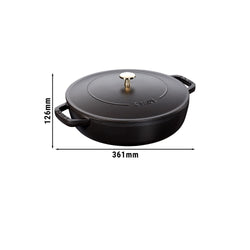 STAUB | BRAISERS - Brytfanna z Chistera Drop - Structure - 280mm - Żeliwna - Czarna