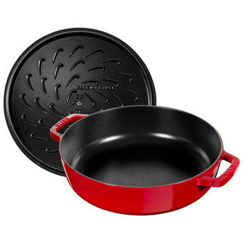 STAUB | BRAISERS - Brytfanna z Chistera Drop-Structure - 280mm - Żeliwna - Wiśniowo-czerwona - Prime Gastro