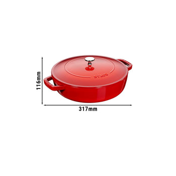 STAUB | BRAISERS - Brytfanna z Chistera Drop-Structure - 240mm - Żeliwna - Wiśniowo-czerwona - Prime Gastro