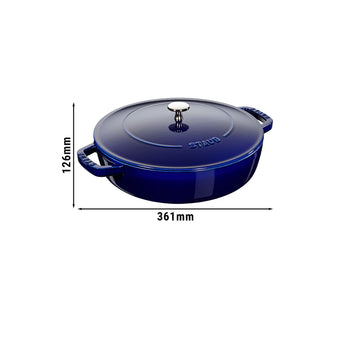 STAUB | BRAISERS - Brytfanna z Chistera Drop-Structure - 280mm - Żeliwna - Ciemnoniebieska - Prime Gastro