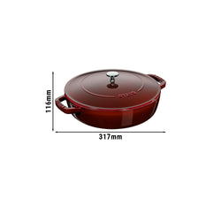 STAUB | BRAISERS - Brytfanna z Chistera Drop - Structure - 240mm - Żeliwna - kolor grenadyna czerwona