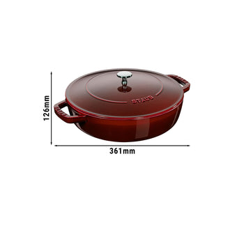 STAUB | BRAISERS - Brytfanna z Chistera Drop-Structure - 280mm - Żeliwna - kolor grenadyna czerwona - Prime Gastro