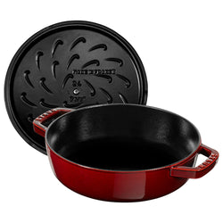 STAUB | BRAISERS - Brytfanna z Chistera Drop - Structure - 280mm - Żeliwna - kolor grenadyna czerwona