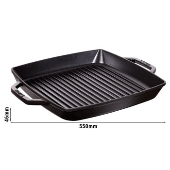 STAUB | PATELNIE GRILLOWE - Patelnia grillowa - 330x330mm - Żeliwo - Czarny - Prime Gastro