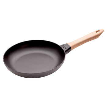 STAUB | PATELNIA - Patelnia do smażenia z drewnianą rączką - Ø 240mm - Żeliwo - Czarny - Prime Gastro