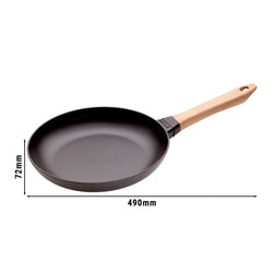 STAUB | PATELNIA - Patelnia do smażenia z drewnianą rączką - Ø 260mm - Żeliwo - Czarny